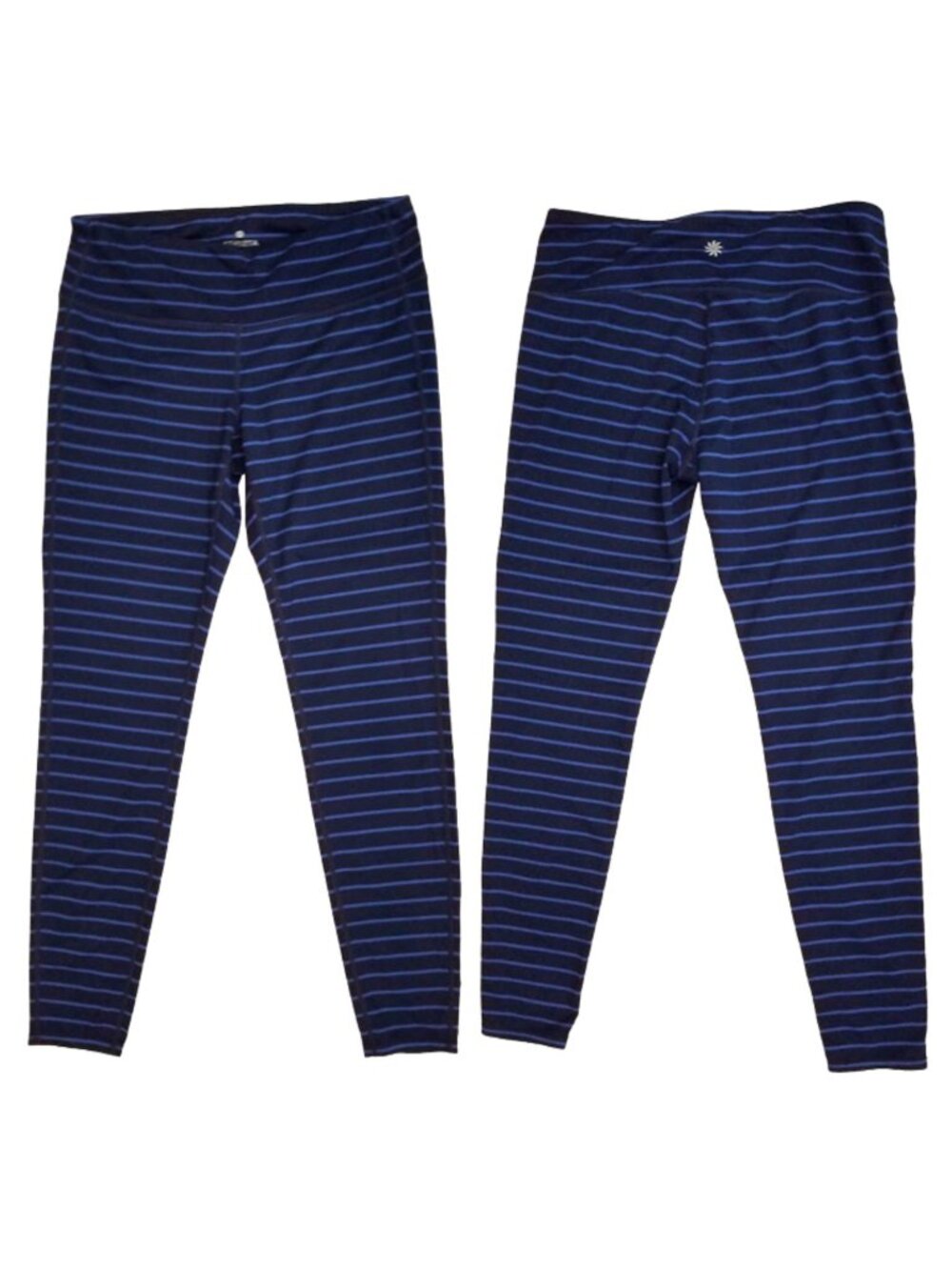 ATHLETA Navy Blue Striped Leggings - Women's Size M